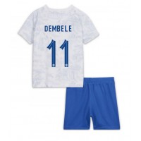 Frankrig Ousmane Dembele #11 Udebane Trøje Børn VM 2022 Kortærmet (+ Korte bukser)